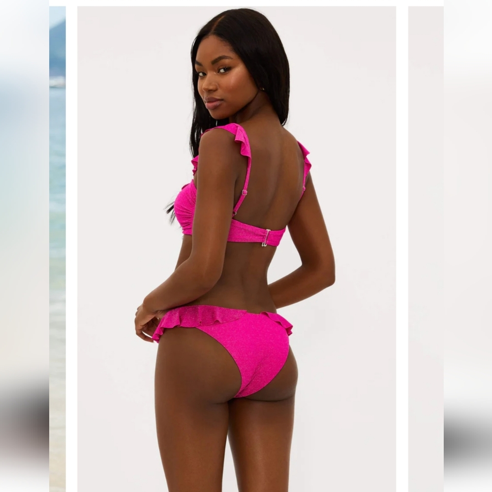 Beach Riot Hot Pink Glitter Ruffle Bikini Set - Picture 5 of 7